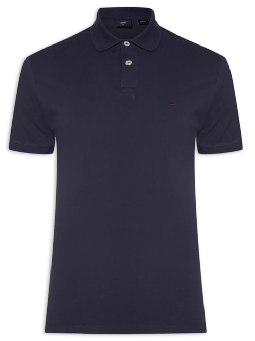 Polo Masculina Regular Fit Vista com Detalhe Interno – Azul
