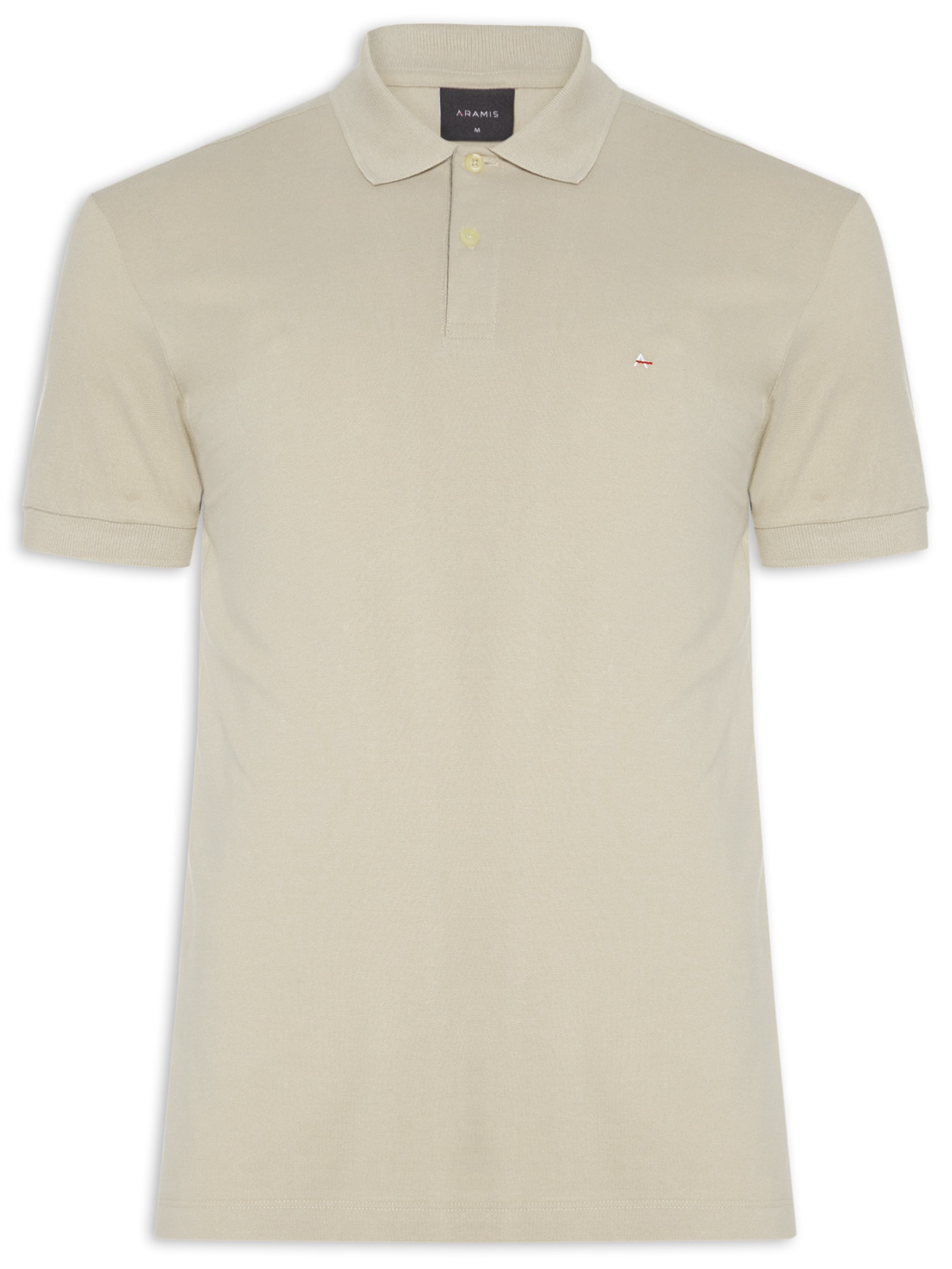 Polo Masculina Regular Fit Vista com Detalhe Interno Bege Aramis