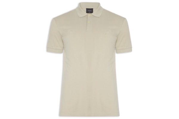 Polo Masculina Regular Fit Vista com Detalhe Interno – Bege