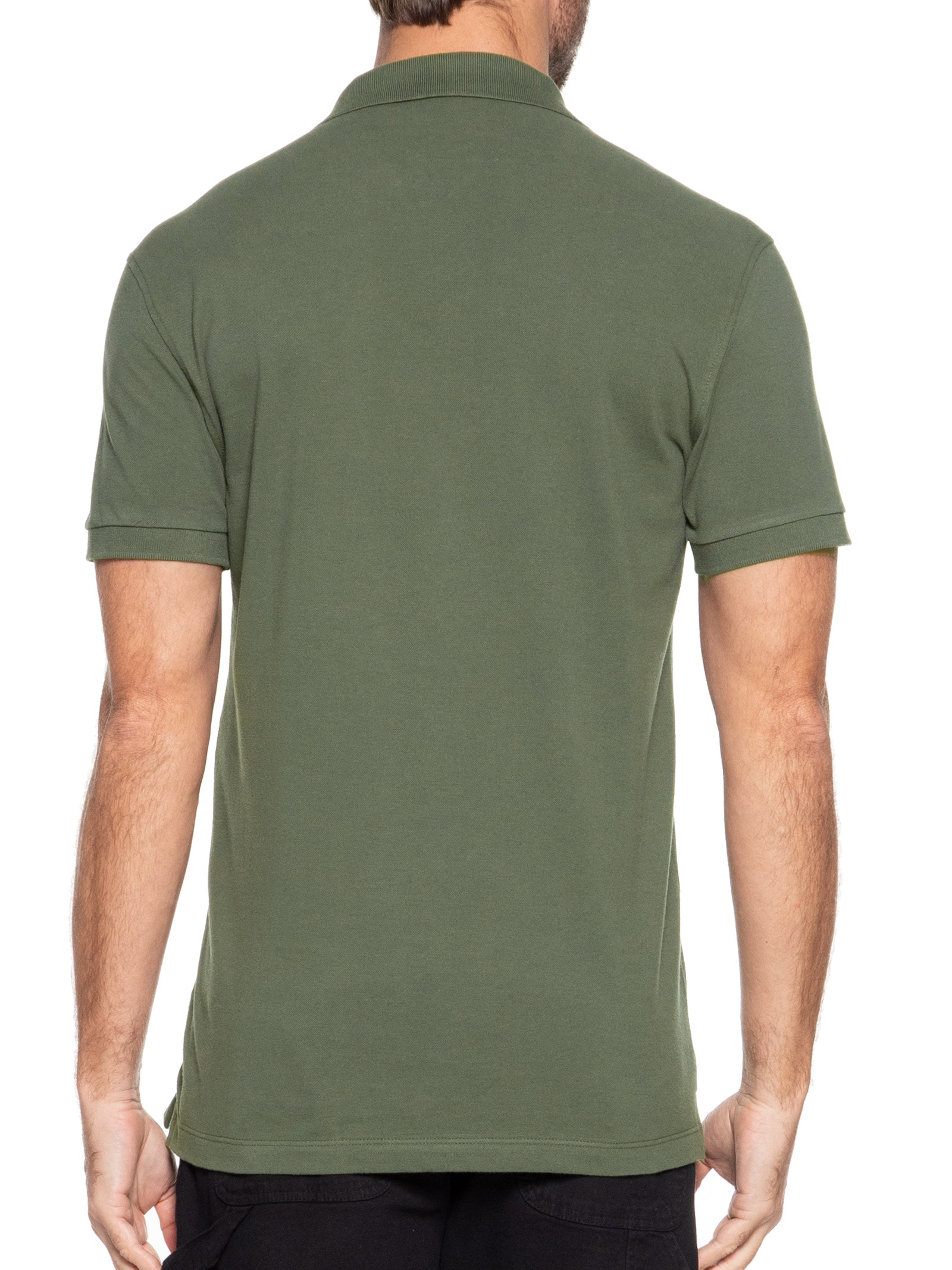 Polo Masculina Regular Fit Vista Detalhe Interno Verde Aramis