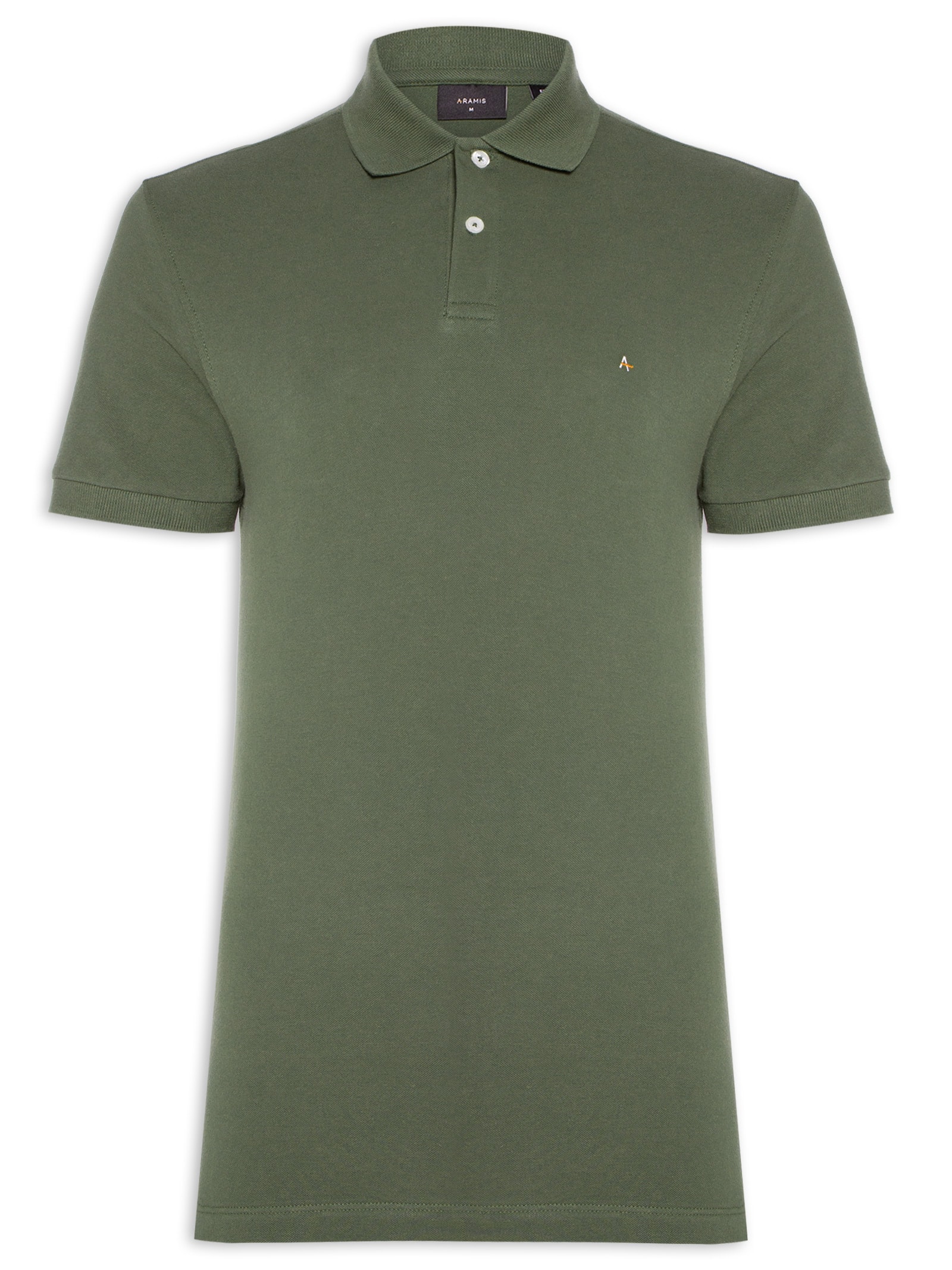 Polo Masculina Regular Fit Vista Detalhe Interno Verde Aramis