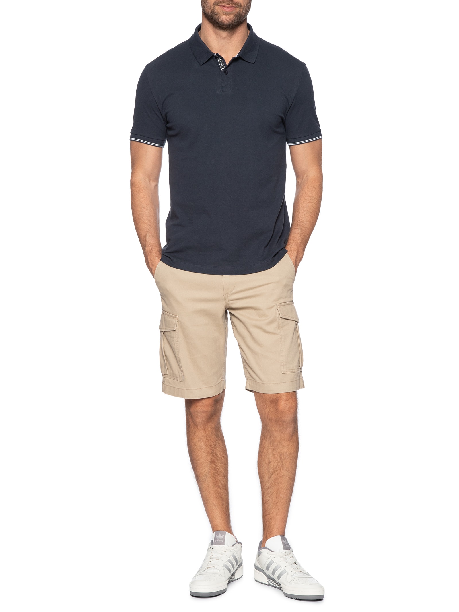 Polo Masculina Regular Friso Peitilho l Azul Calvin Klein