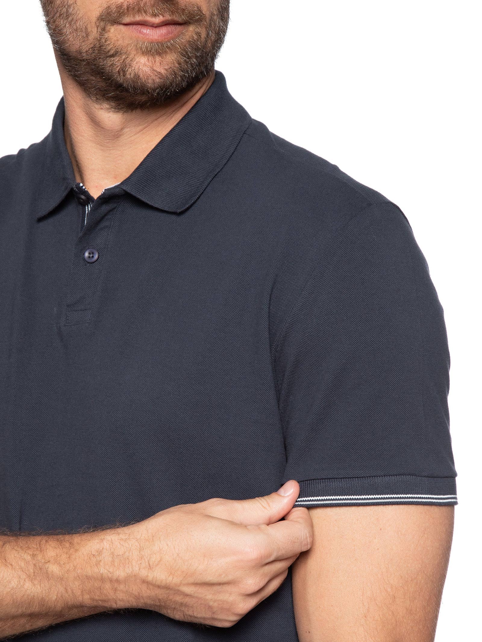 Polo Masculina Regular Friso Peitilho l Azul Calvin Klein