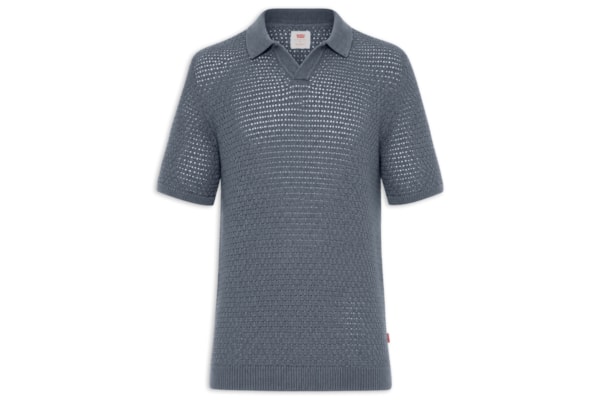 Polo Masculina Relaxed Fit Dillon Open Collar - Azul