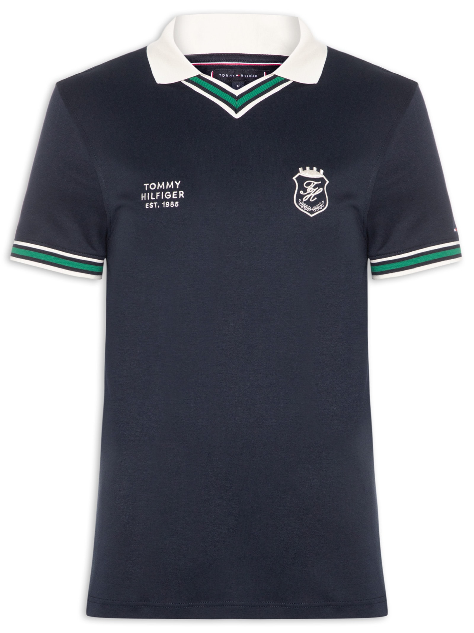 Polo Masculina Relaxed Fit V-Nk Brasão No Peito Azul Tommy Hilfiger