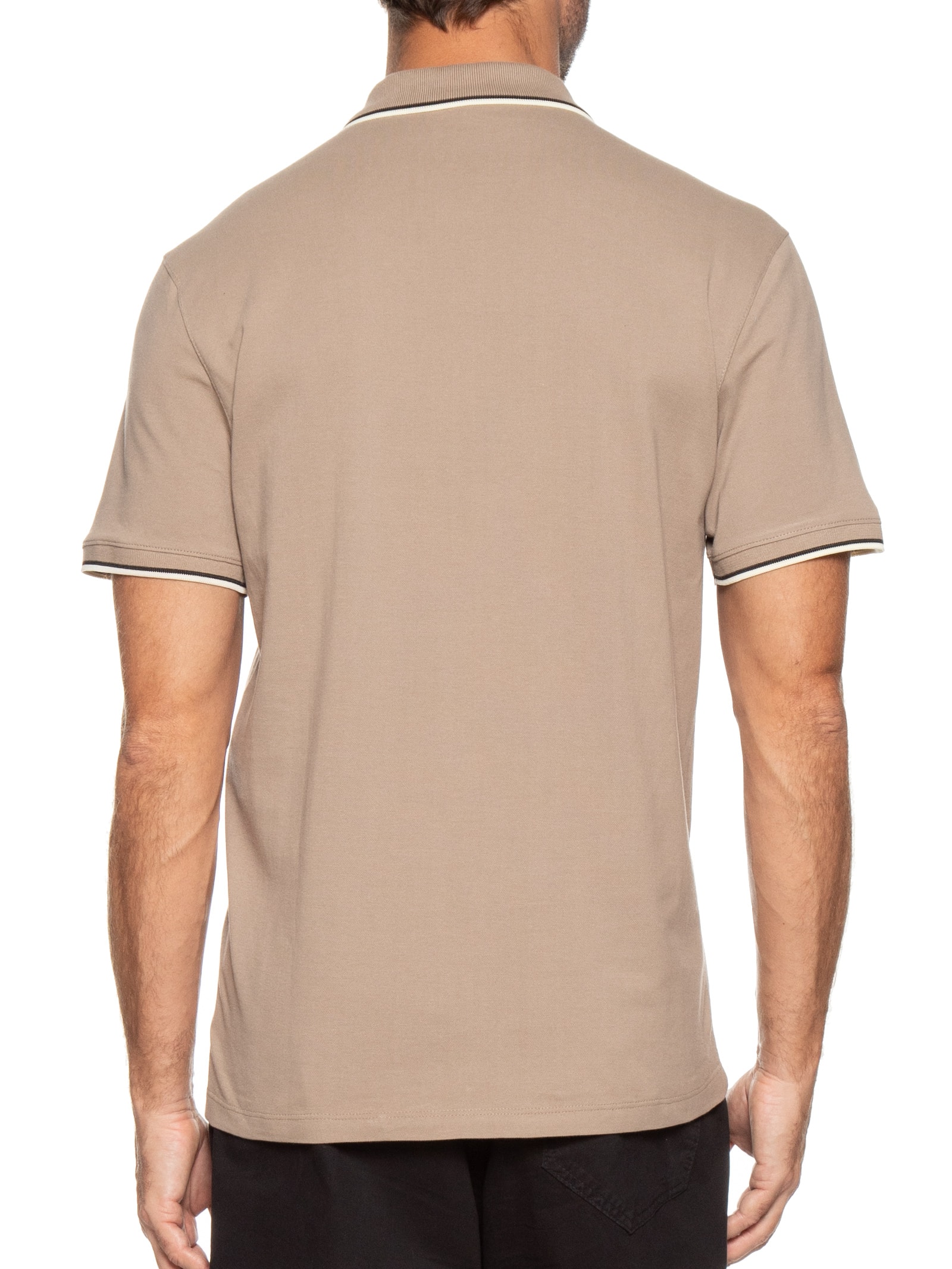 Polo Masculina Rg 2 Lines Taupe Bege John John