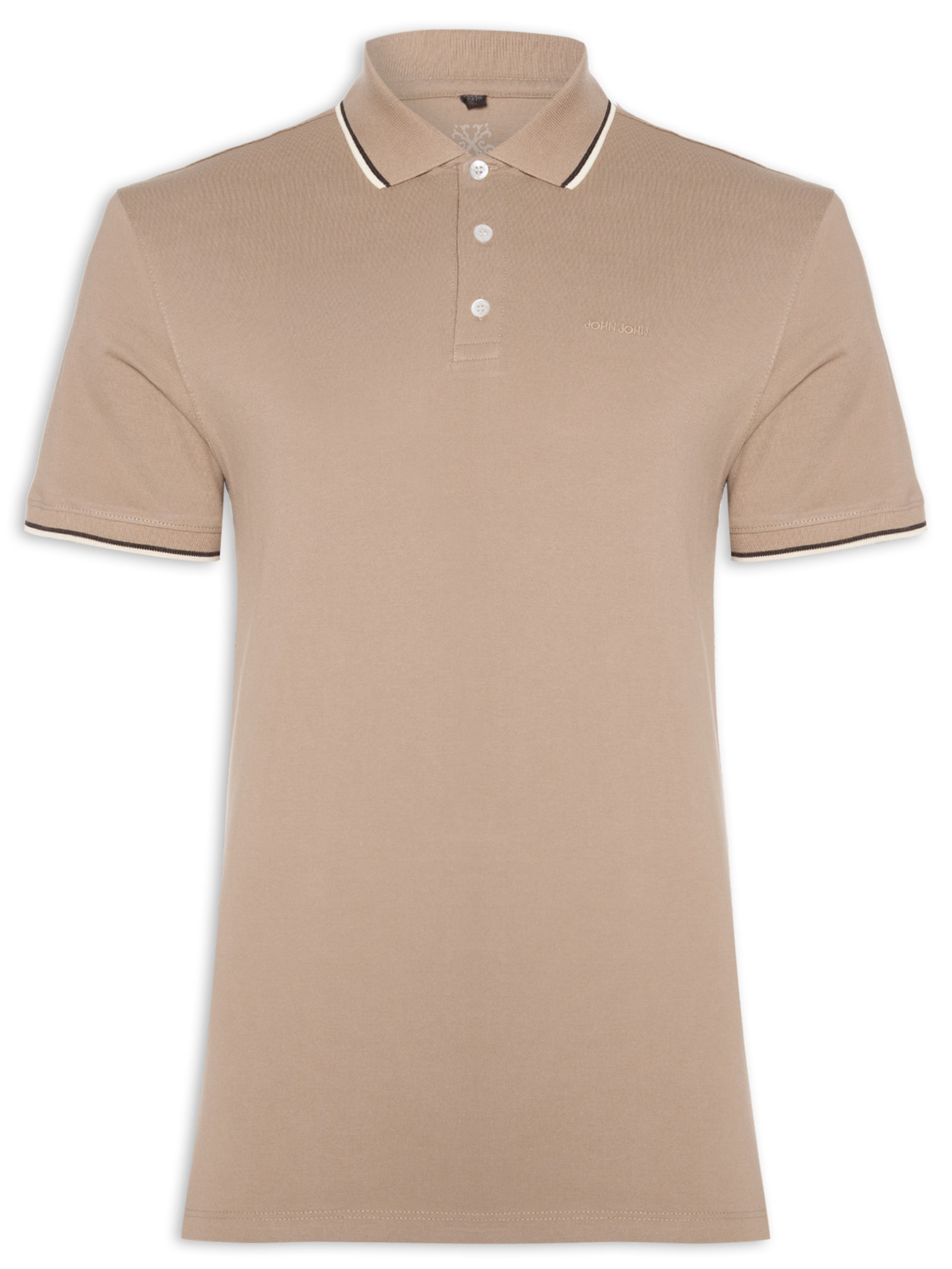 Polo Masculina Rg 2 Lines Taupe Bege John John