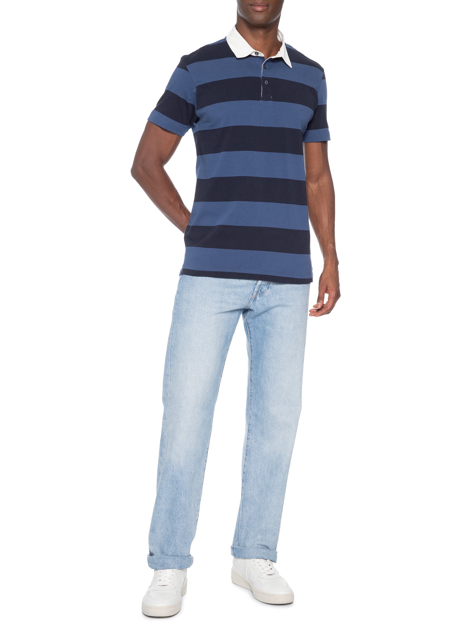 Polo Masculina Rugby Listrada Azul Aramis