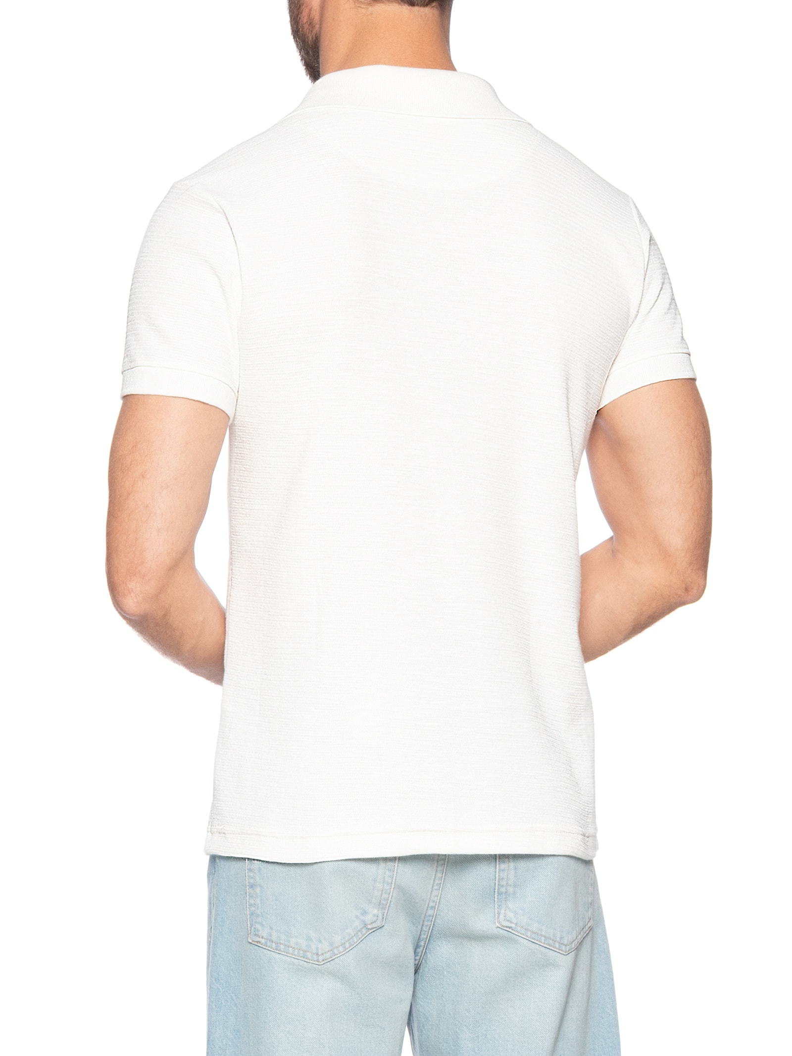 Polo Masculina Sem Botão Tricot Branco Sergio K