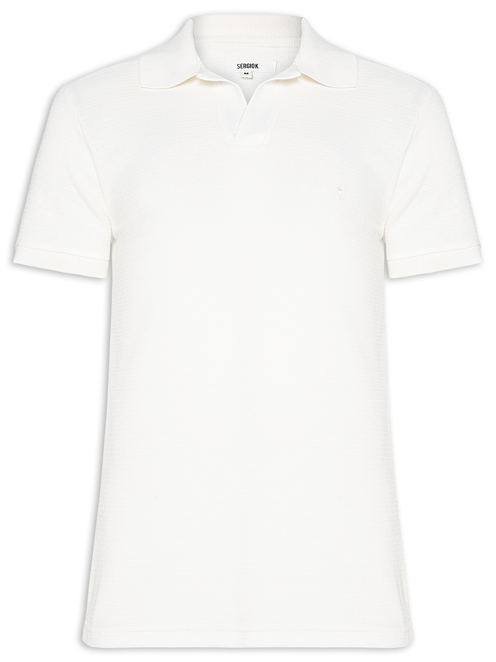 Polo Masculina Sem Botão Tricot Branco Sergio K