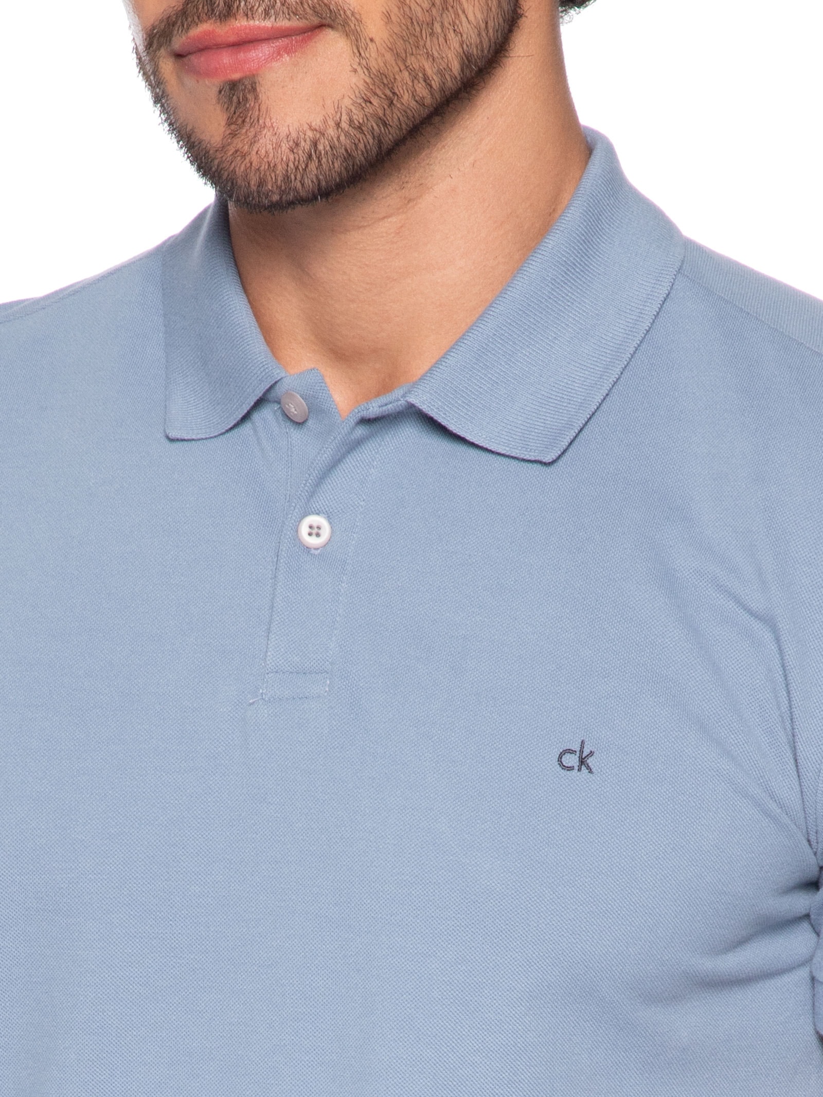 Polo Masculina Slim Básica Azul Calvin Klein - White Label