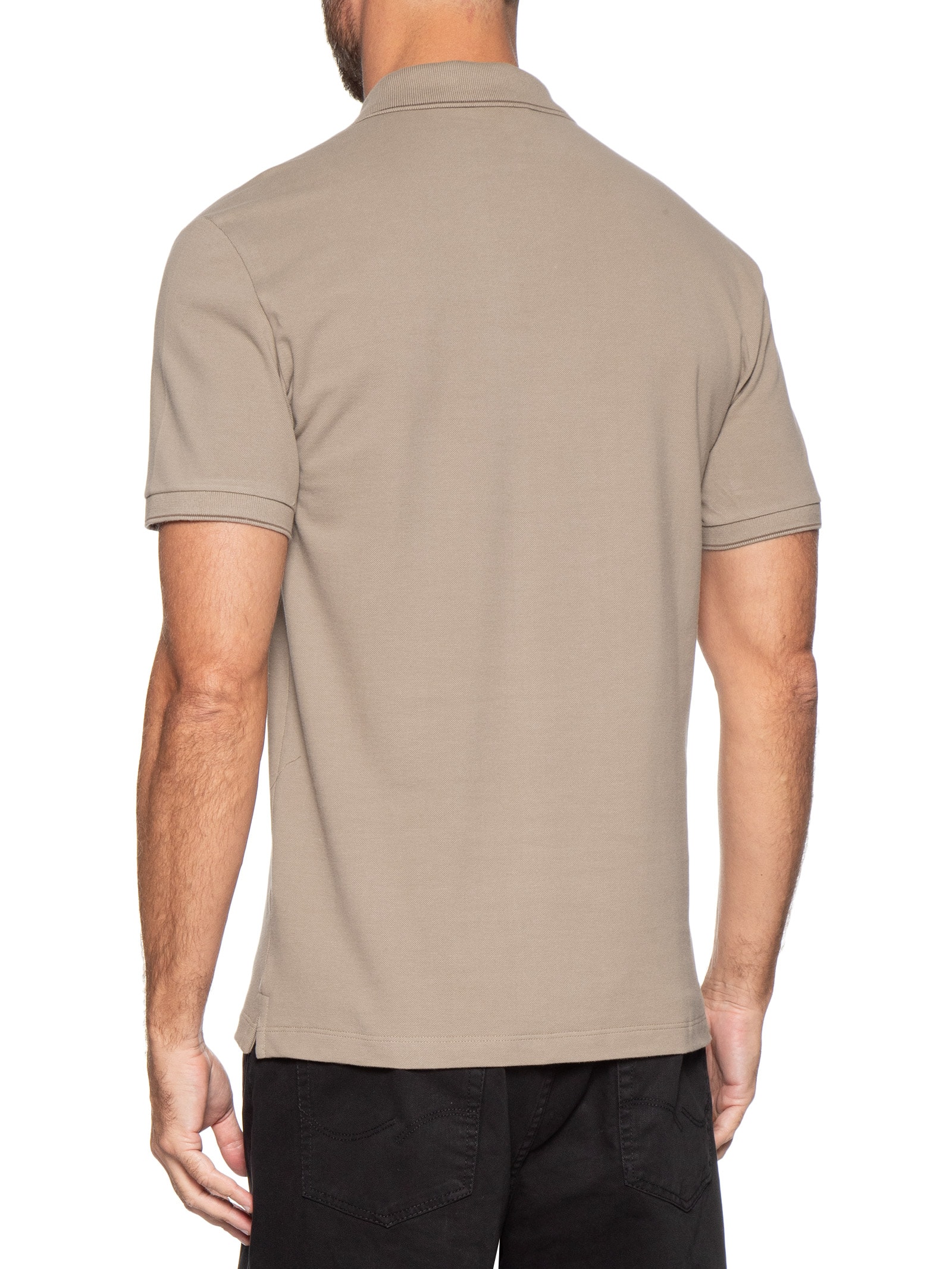 Polo Masculina slim Basica Com Friso Bege Calvin Klein - White Label