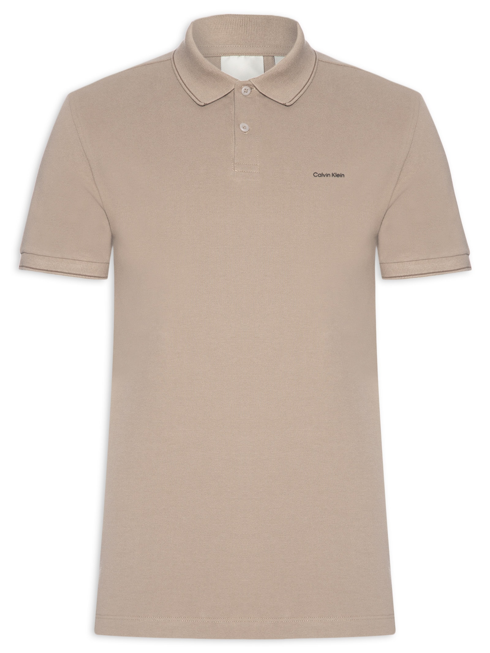 Polo Masculina slim Basica Com Friso Bege Calvin Klein - White Label