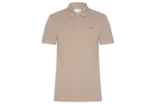 Polo Masculina slim Basica Com Friso - Bege