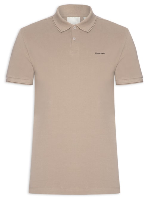 Polo Masculina slim Basica Com Friso - Bege