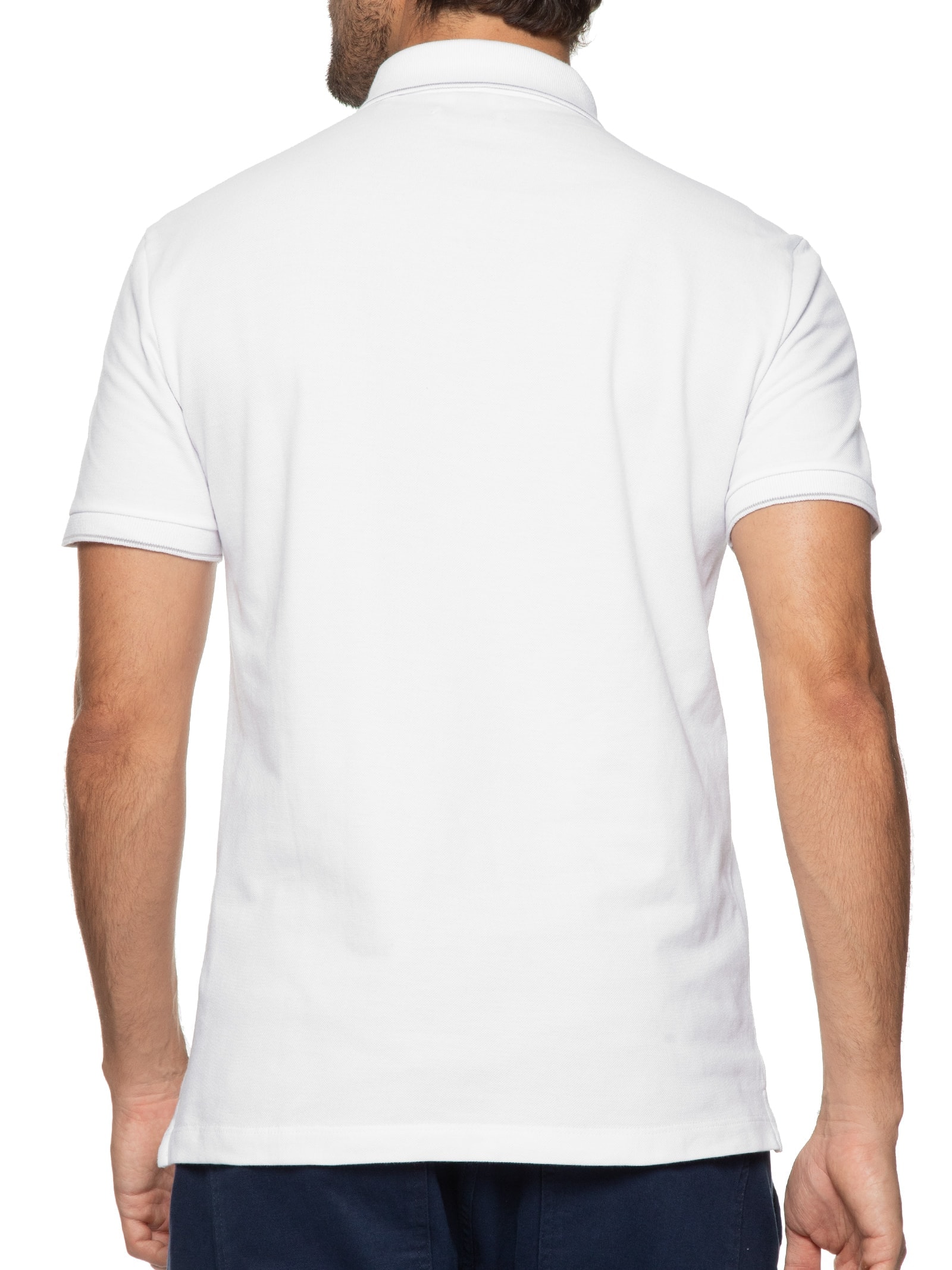 Polo Masculina Slim Básica Com Friso Branco Calvin Klein - White Label