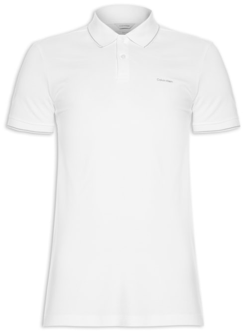 Polo Masculina Slim Básica Com Friso - Branco
