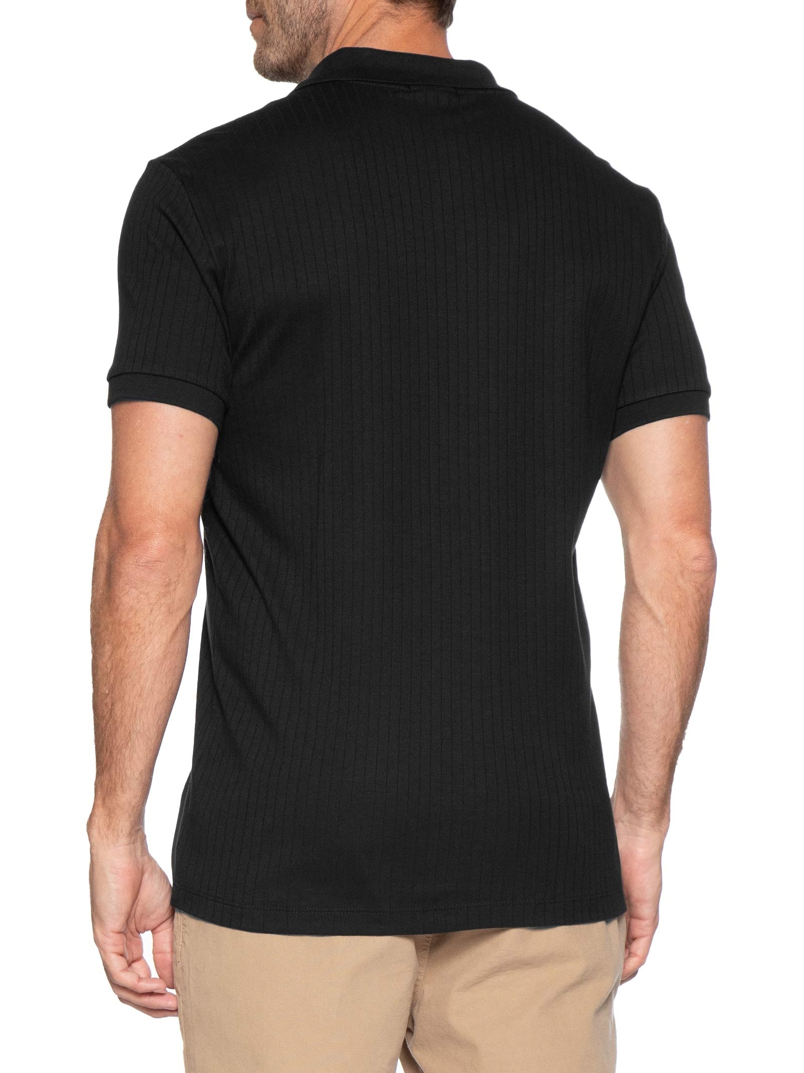Polo Masculina Slim Canelada Preto Reserva