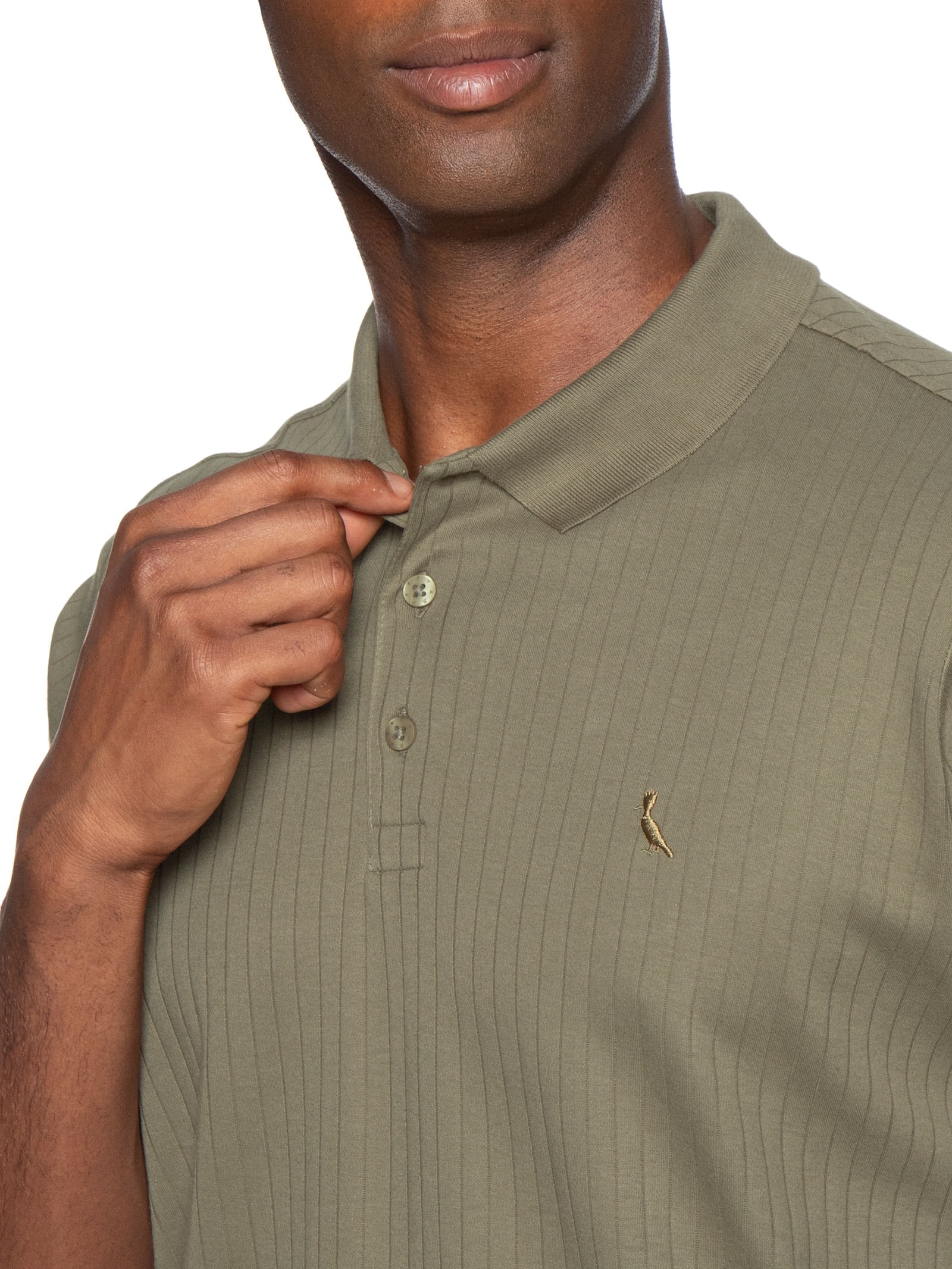 Polo Masculina Slim Canelada Verde Reserva