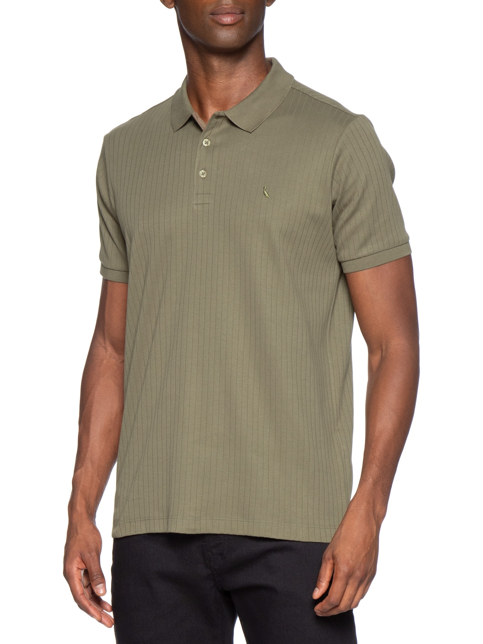 Polo Masculina Slim Canelada Verde Reserva