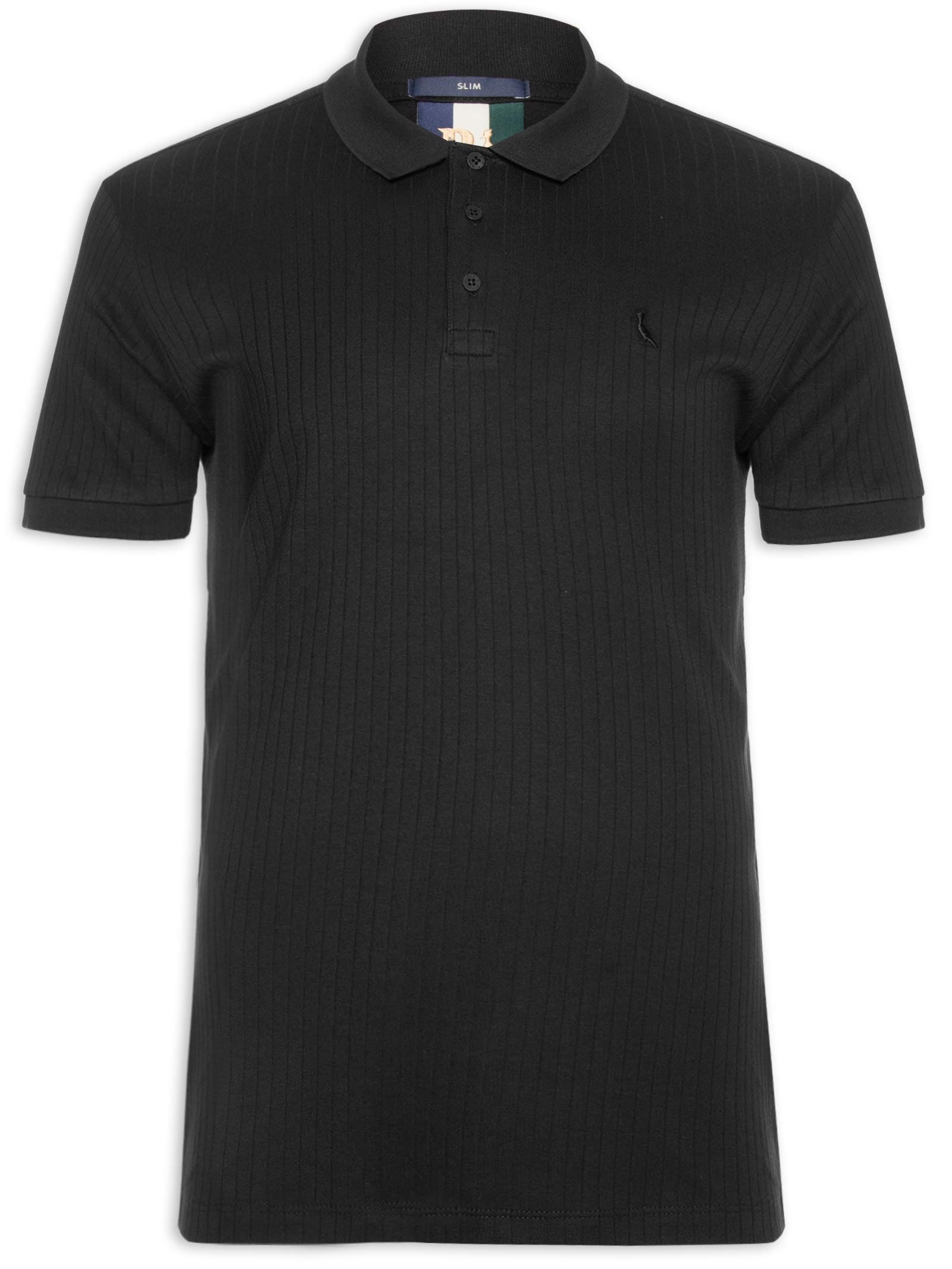Polo Masculina Slim Canelada – Preto Reserva