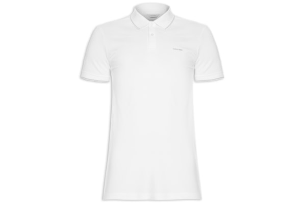 Polo Masculina Slim Fit Básica Com Friso - Branco