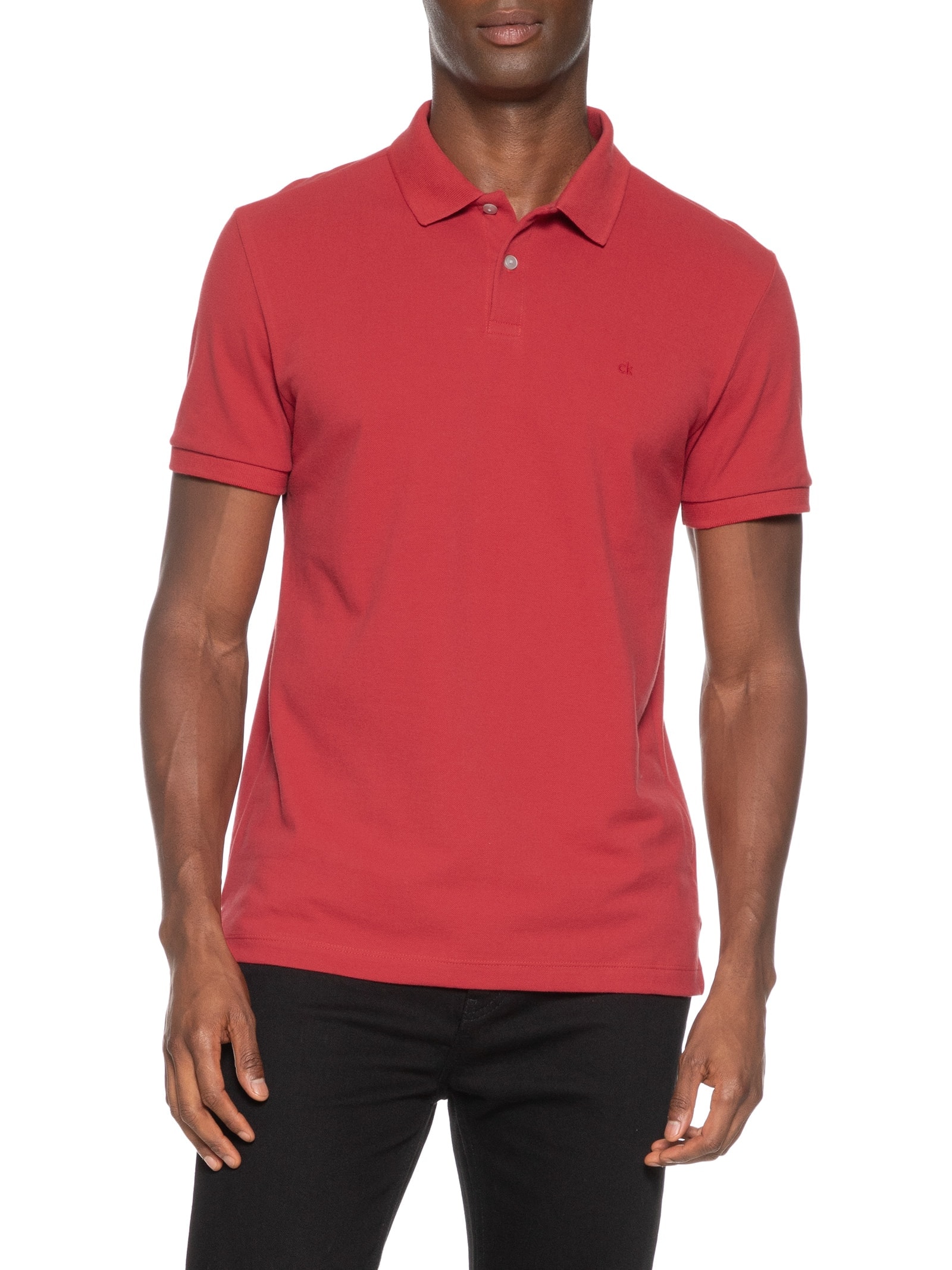 Polo Masculina Slim Fit Básica Vermelho Calvin Klein - White Label