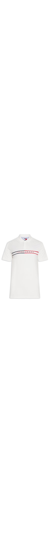 Polo Masculina Slim Fit Chest Flag Estampada - Branco