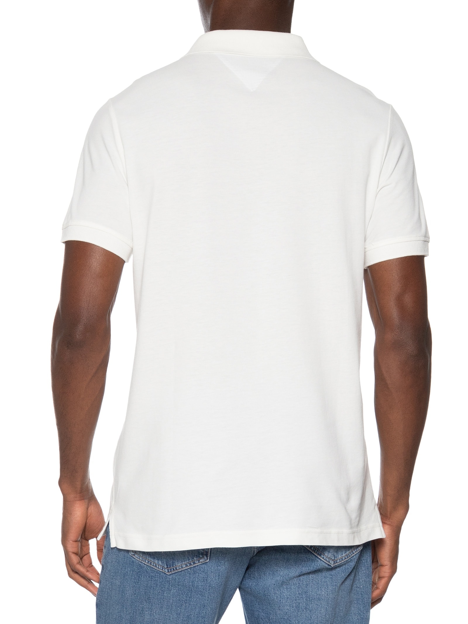 Polo Masculina Slim Fit Chest Flag Estampada Branco Tommy Jeans