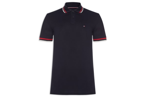 Polo Masculina Slim Fit Com Friso No Punho - Azul