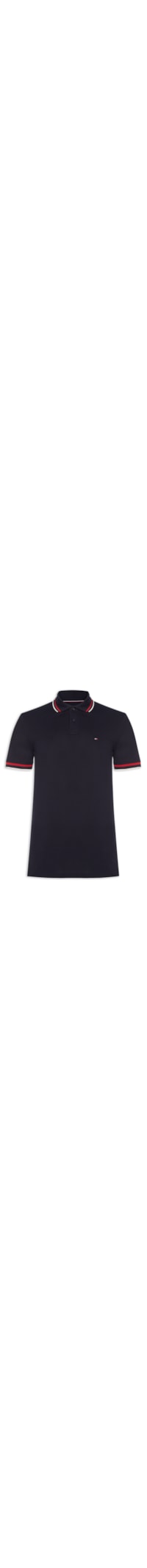 Polo Masculina Slim Fit Com Friso No Punho - Azul