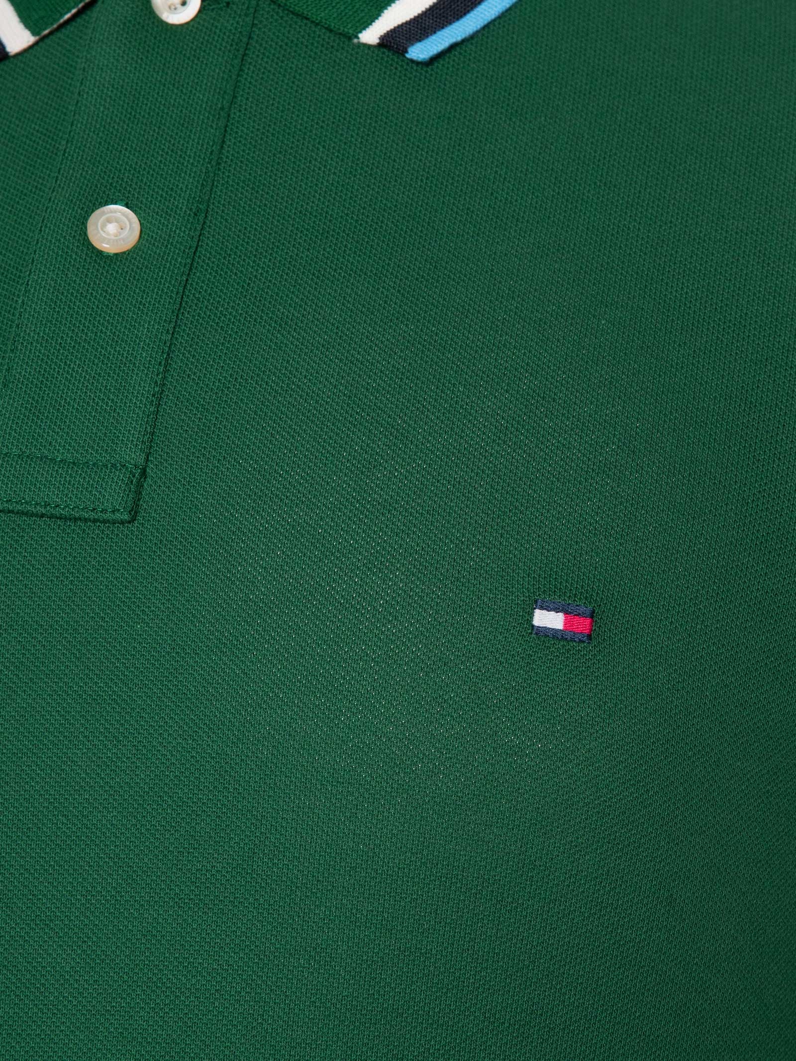 Polo Masculina Slim Fit Com Friso Verde Tommy Hilfiger