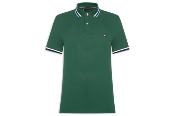 Polo Masculina Slim Fit Com Friso - Verde
