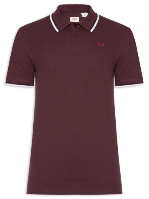 Polo Masculina Slim Fit Com Friso – Vermelho