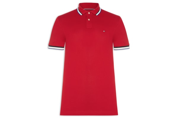 Polo Masculina Slim Fit Com Friso - Vermelho