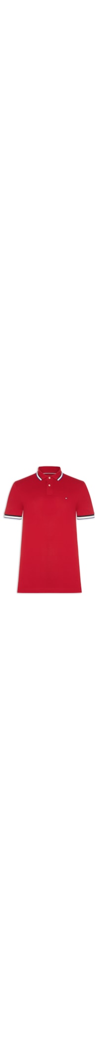 Polo Masculina Slim Fit Com Friso - Vermelho