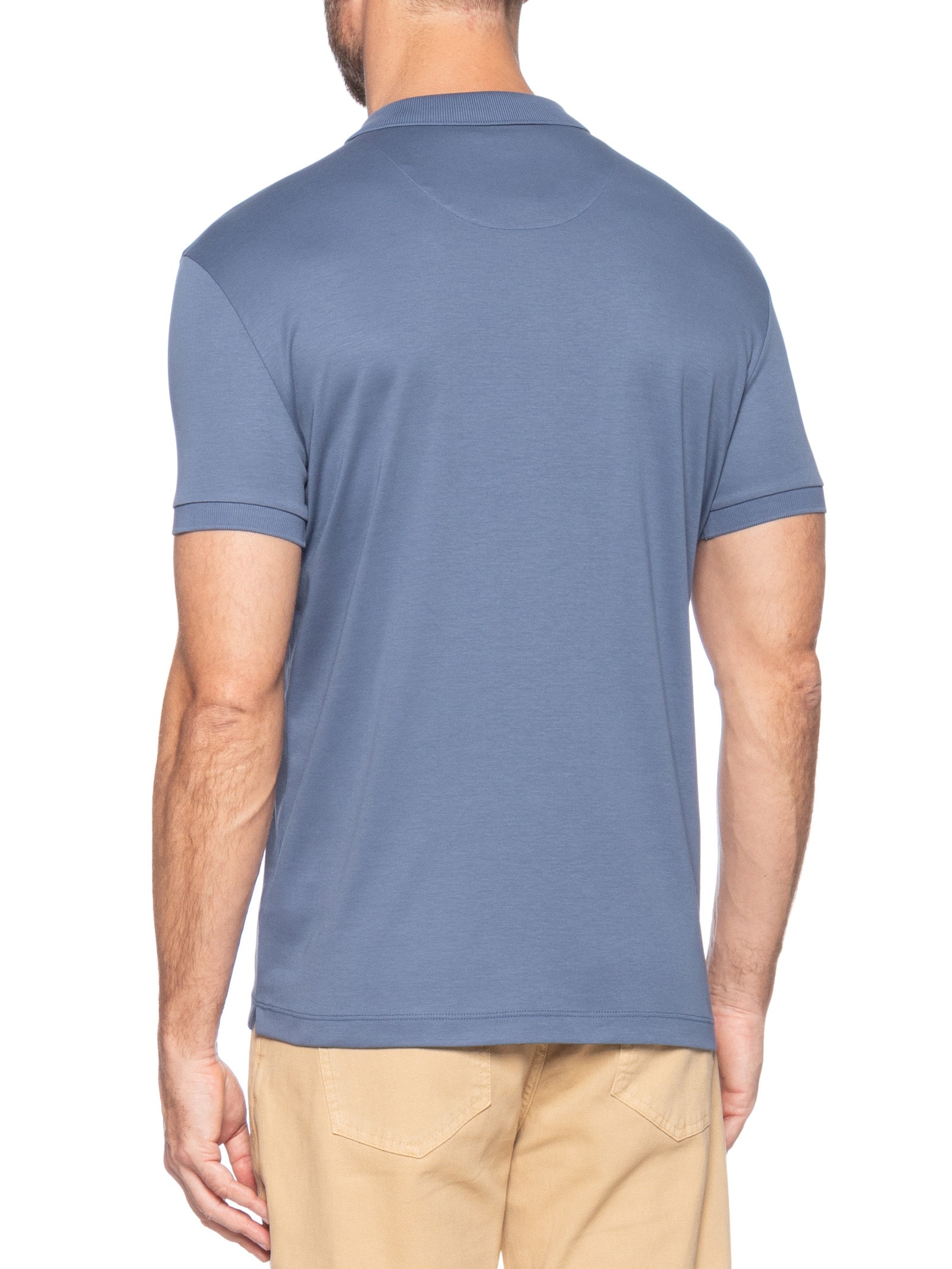 Polo Masculina Slim Fit Em Algodão Pima Peruano Azul Pineapple