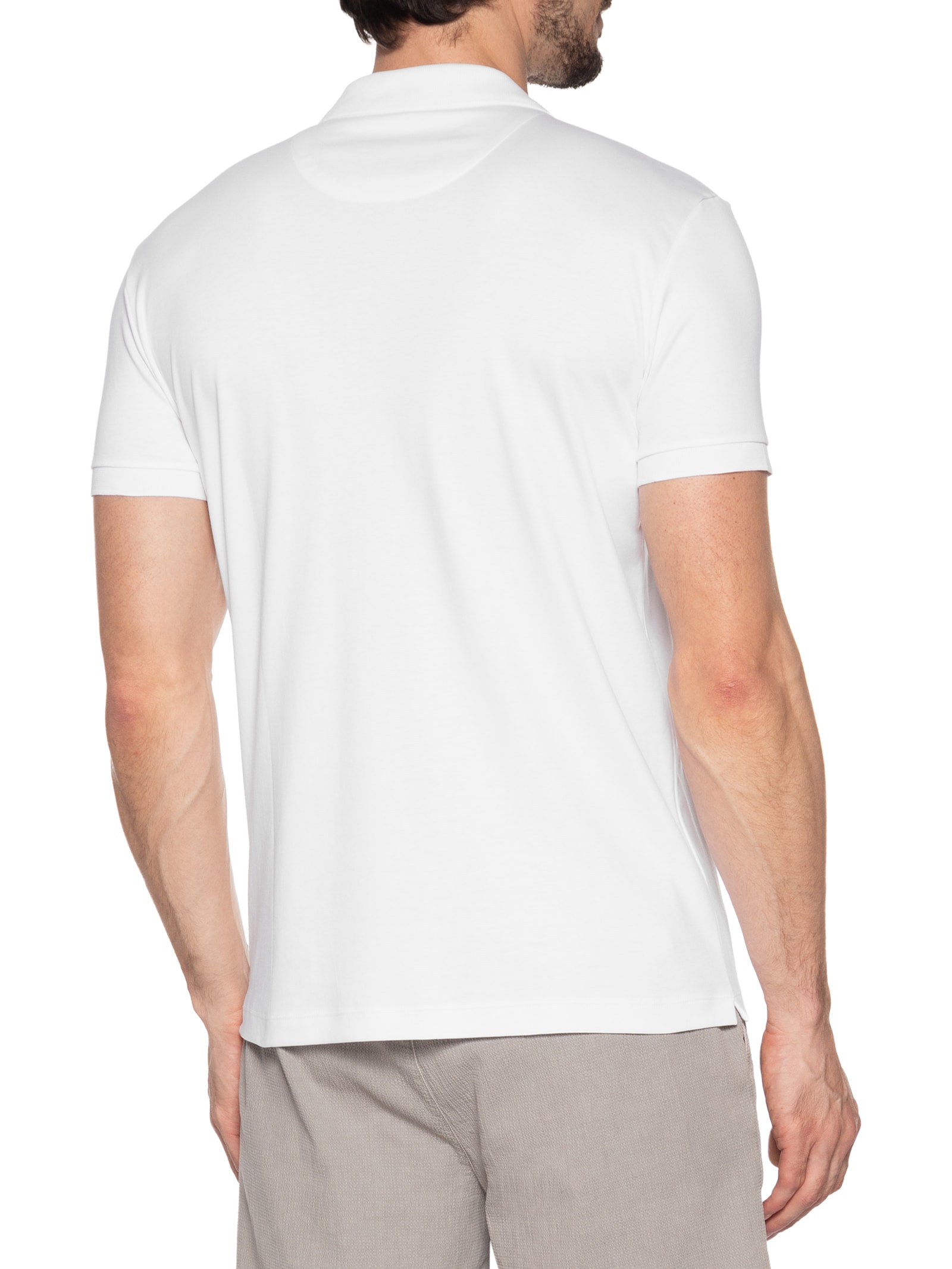 Polo Masculina Slim Fit em Algodão Pima Peruano Branco Pineapple