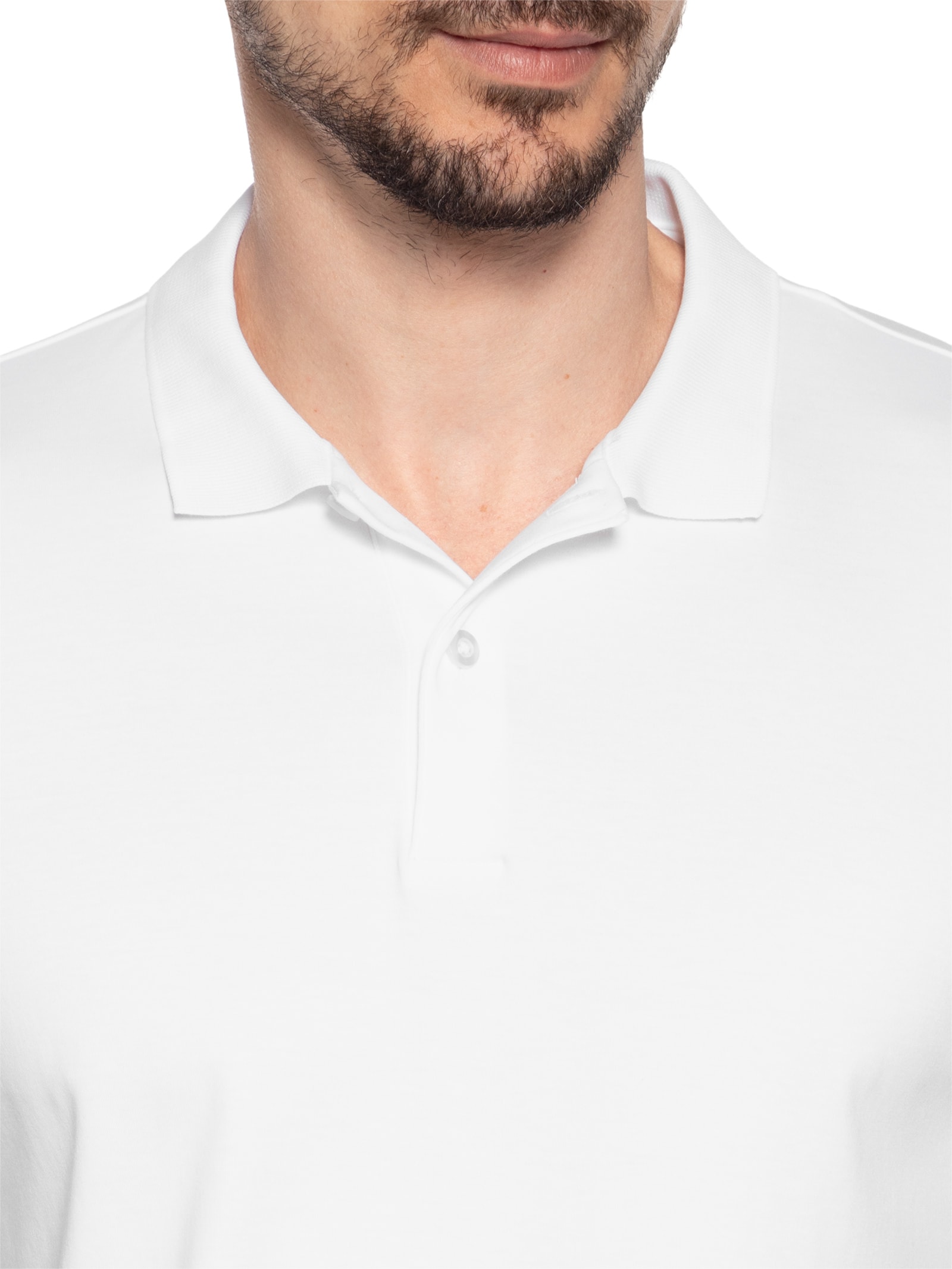 Polo Masculina Slim Fit em Algodão Pima Peruano Branco Pineapple