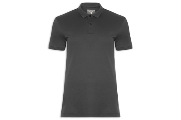 Polo Masculina Slim Fit Em Algodão Pima Peruano - Preto