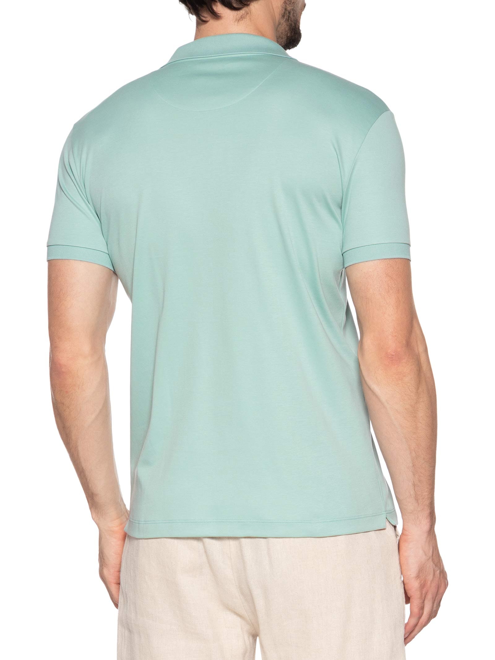 Polo Masculina Slim Fit em Algodão Pima Peruano Verde Pineapple