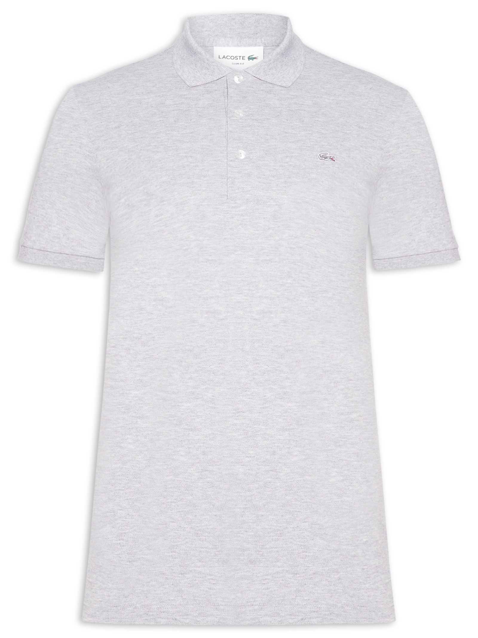 Polo Masculina Slim Fit Em Mini Piquet Stretch Cinza Lacoste