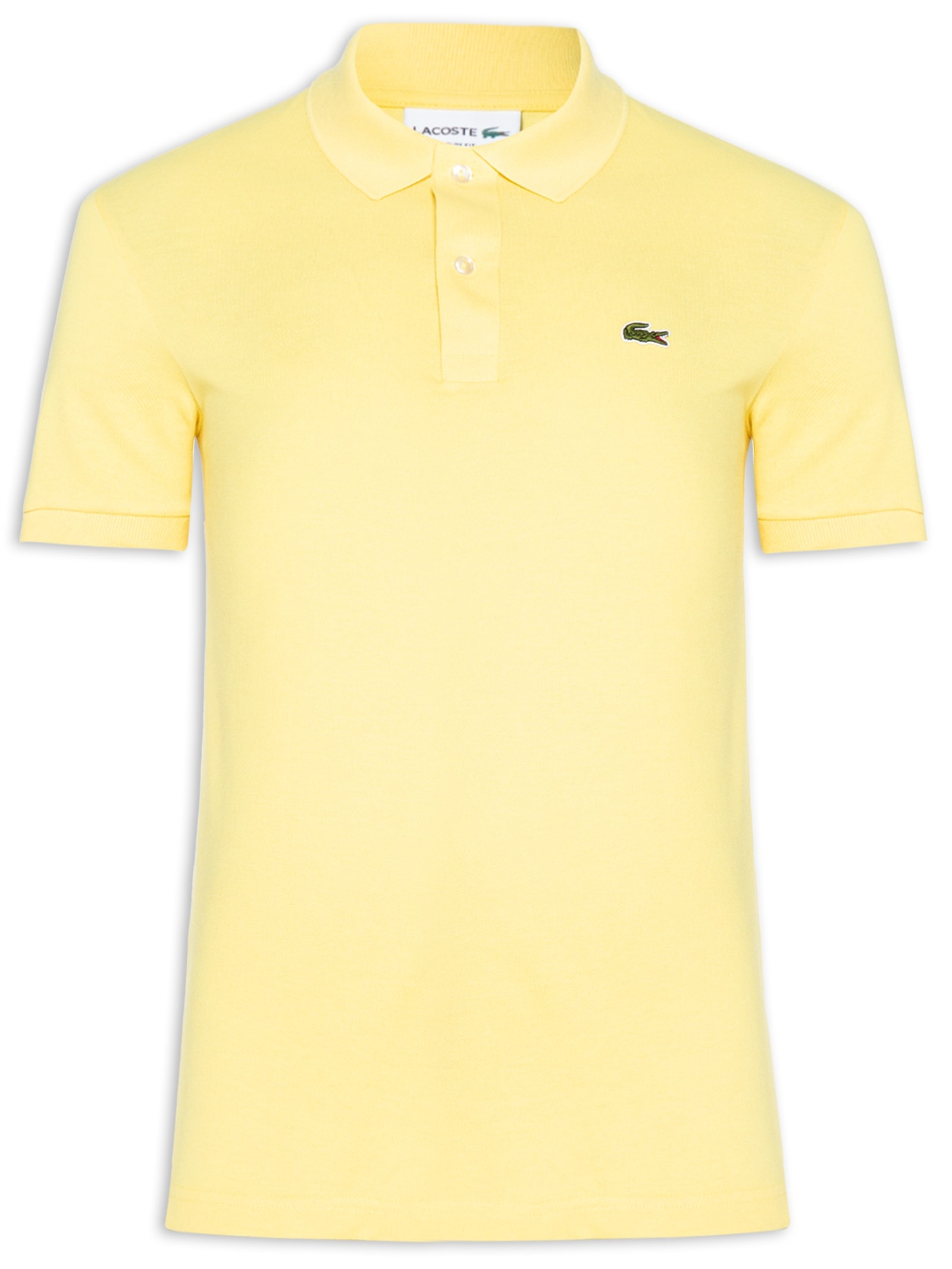 Polo Masculina Slim Fit Em Petit Piquet Amarelo Lacoste