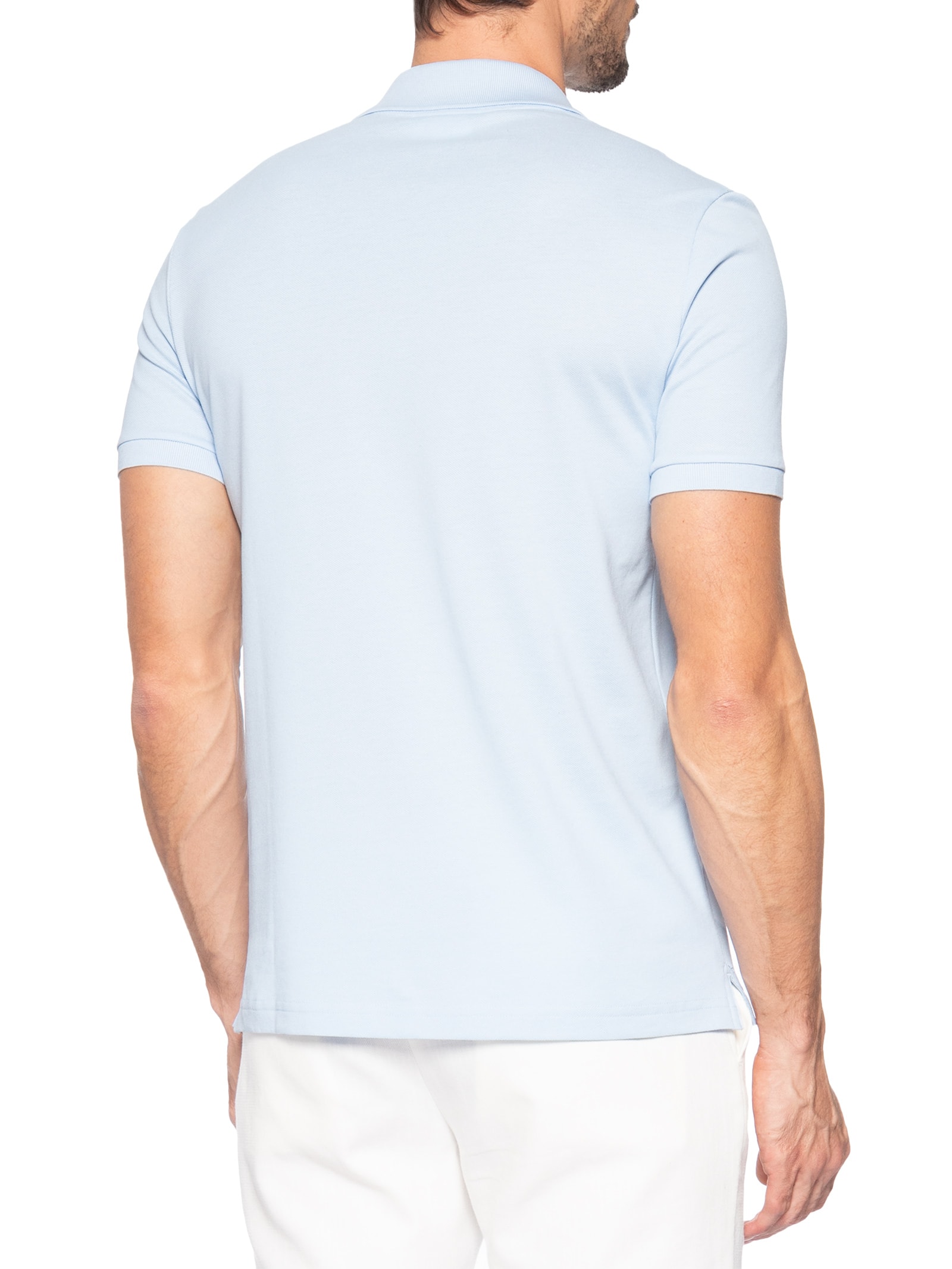 Polo Masculina Slim Fit Em Petit Piquet Azul Lacoste