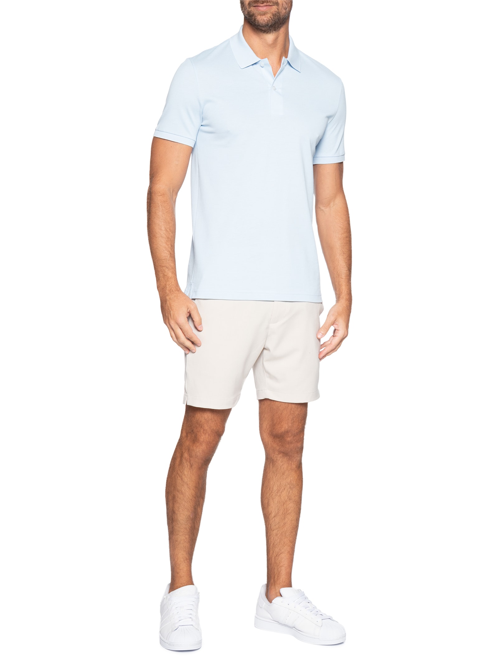 Polo Masculina Slim Fit Em Petit Piquet Azul Lacoste