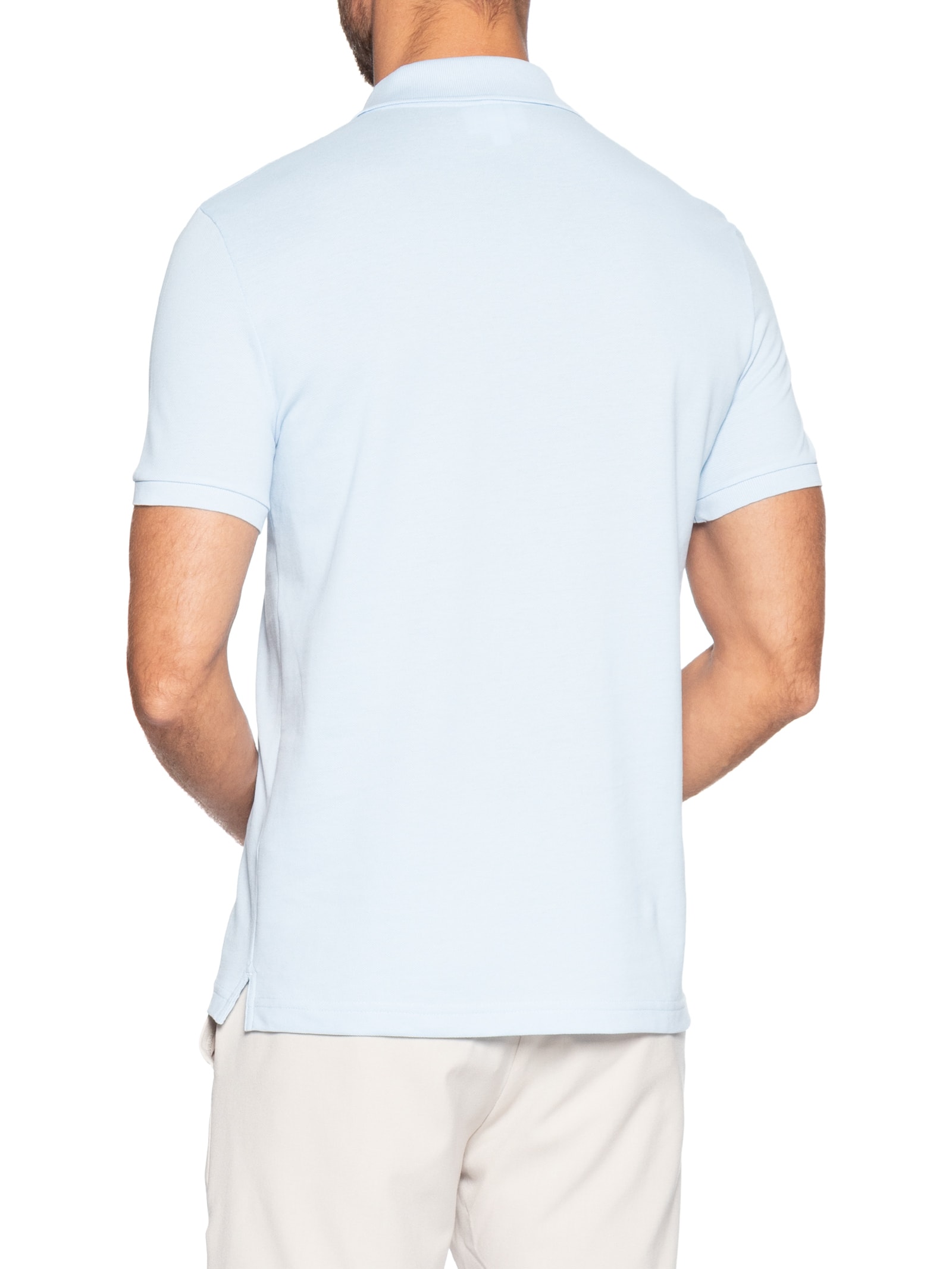 Polo Masculina Slim Fit Em Petit Piquet Azul Lacoste