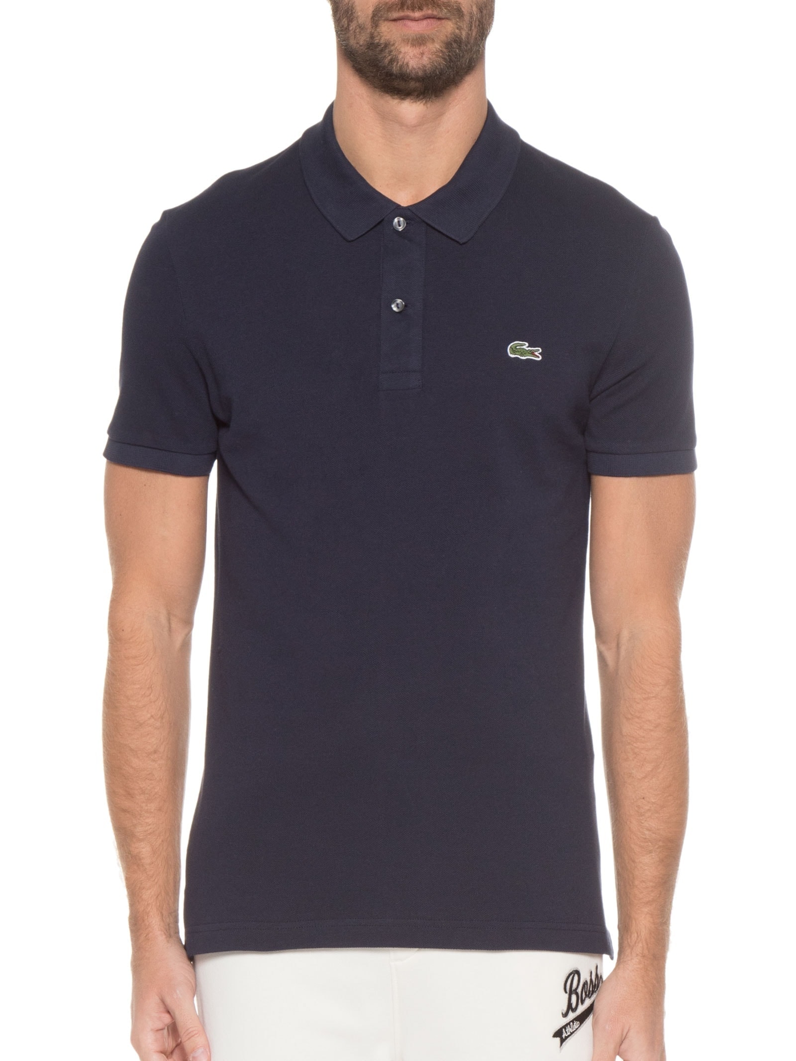 Polo Masculina Slim Fit Em Petit Piquet Azul Marinho Lacoste