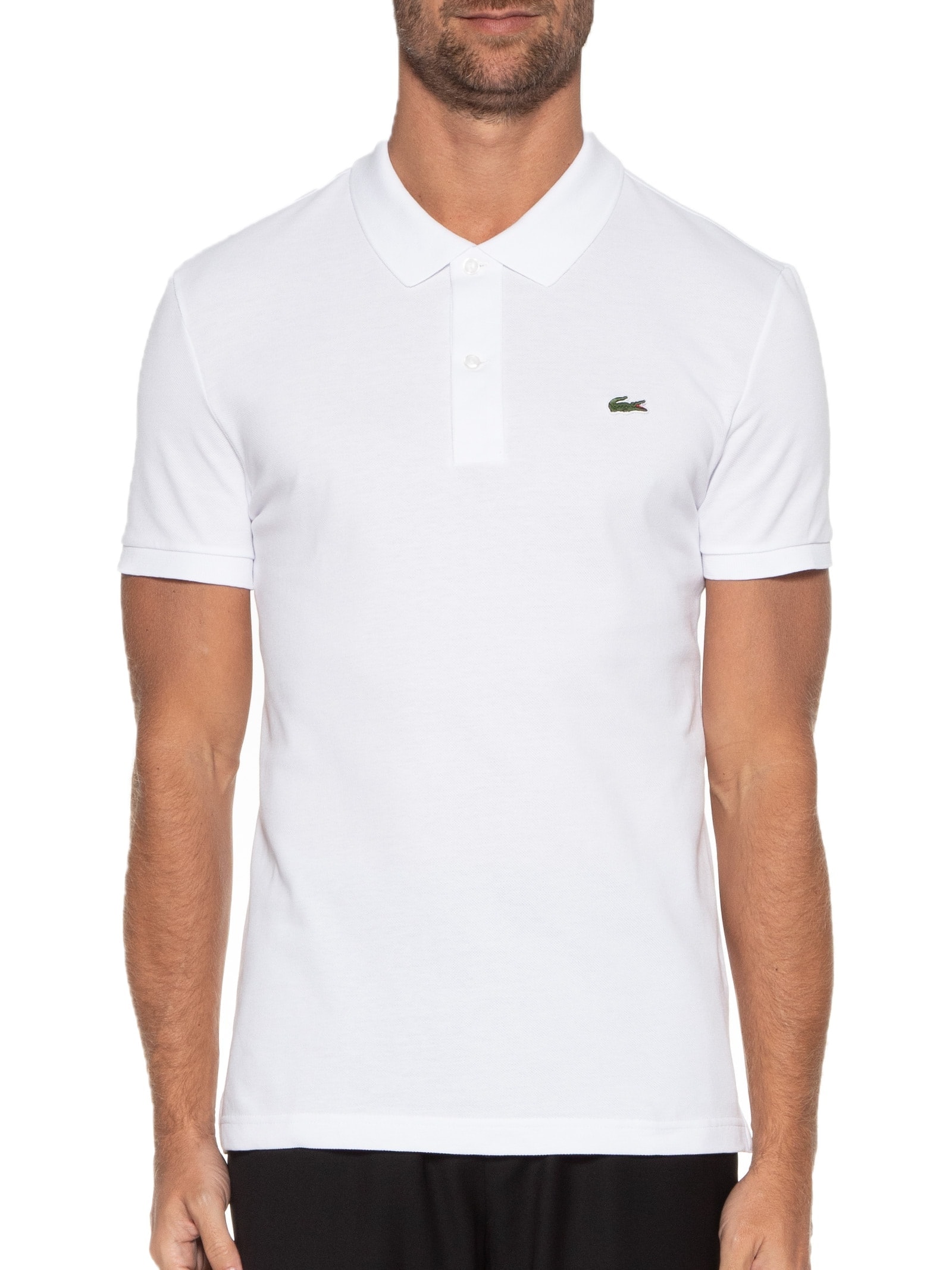 Polo Masculina Slim Fit Em Petit Piquet Branco Lacoste
