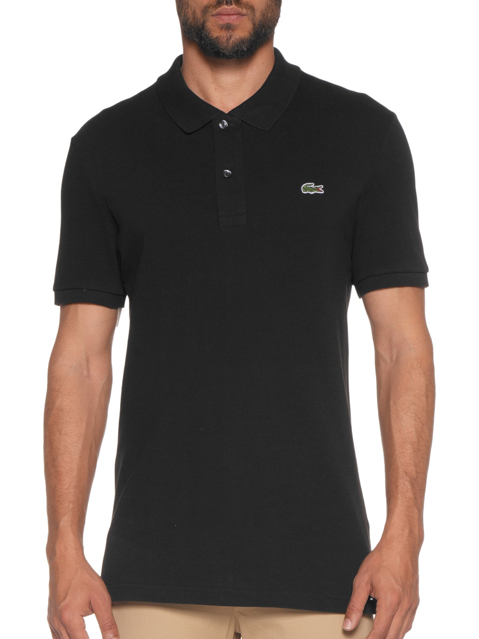 Polo Masculina Slim Fit Em Petit Piquet Preto Lacoste