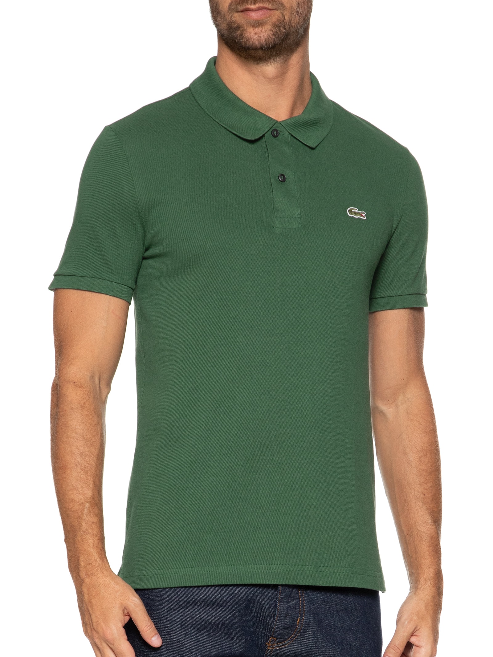 Polo Masculina Slim Fit Em Petit Piquet Lacoste Verde